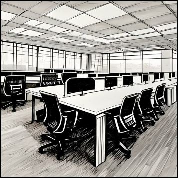 line drawing of modern office